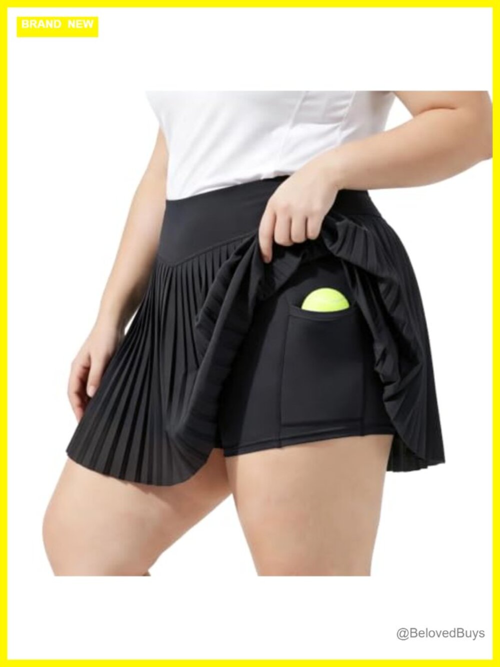 Plus Size Pleated Tennis Skirt with Pockets & Shorts High Waisted Athletic Golf
